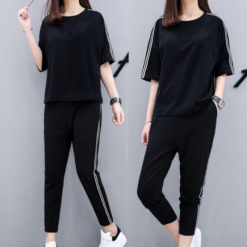 Women's Plus Size Summer Sportswear Set - 2026 New Style Pure Cotton Two-Piece Casual Outfit