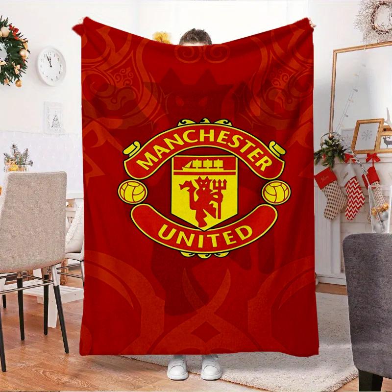 Coperta con stemma del Manchester United Coperta in flanella da esterno per campeggio, escursionismo, feste in giardino, essenziale per picnic, regalo per famiglia e amici