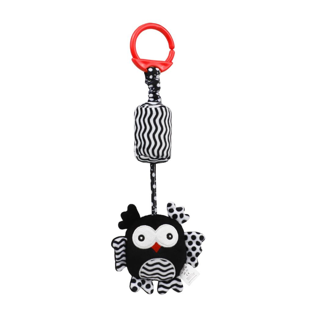 BBSKY Black & White Baby Stroller Mobile: Rabbit, Bee, Bird & Dog Plush Hanging Ornaments 