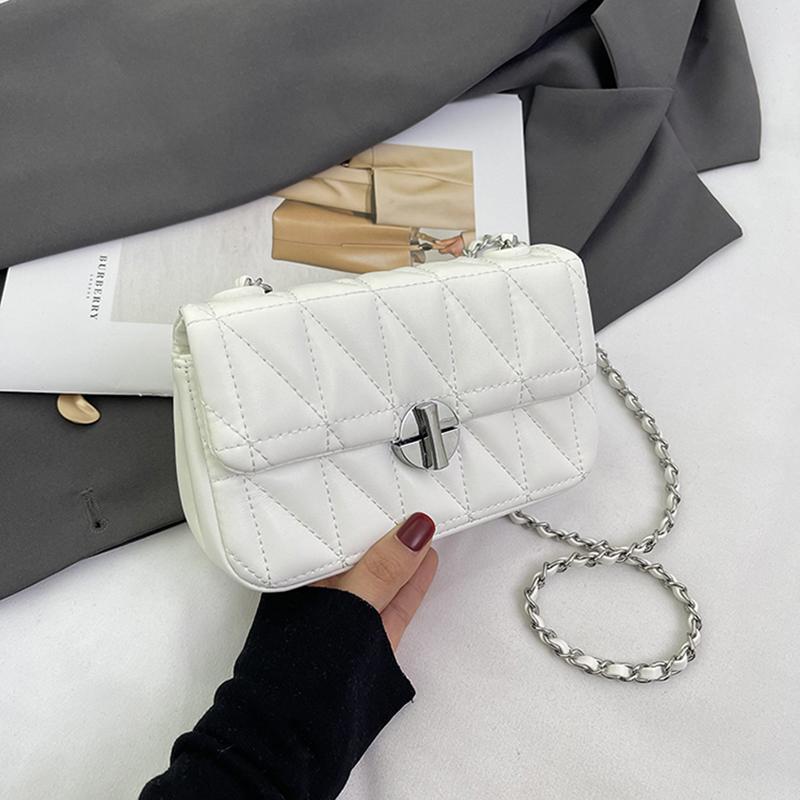 Trendy High-end Chain Crossbody Bags For Women Simple Solid Versatile Small Square Pack Female Card Mobile Phone Shoulder Bag