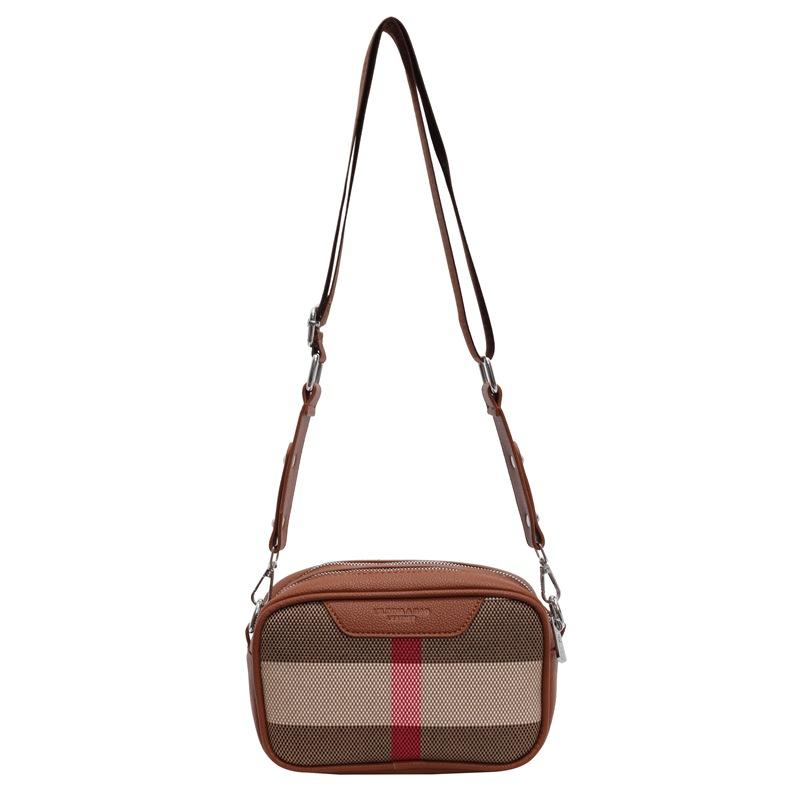 Small Square Bag Women's New Contrasting Color Plaid Shoulder Bag, High-end Versatile Messenger Bag, Wide Shoulder Strap Women's Bag