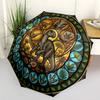 Dinosaur Glass Art Pattern Umbrella, Portable and Foldable Design, 8 Ribs, a Casual Accessory for Halloween, Christmas, and Birthday Gifts.