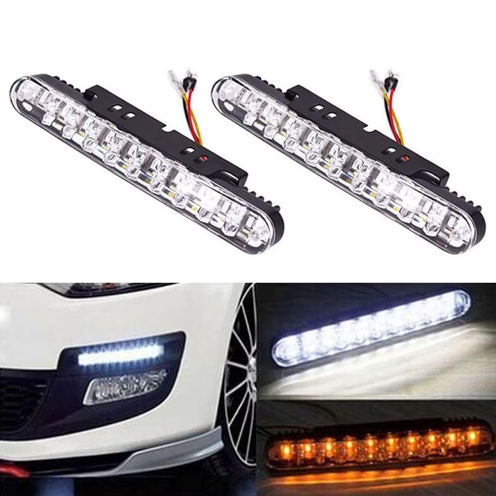 12V LED Daytime Running Light 30 LED Fog Lamp High Lumens Amber Turn Signal Trucks