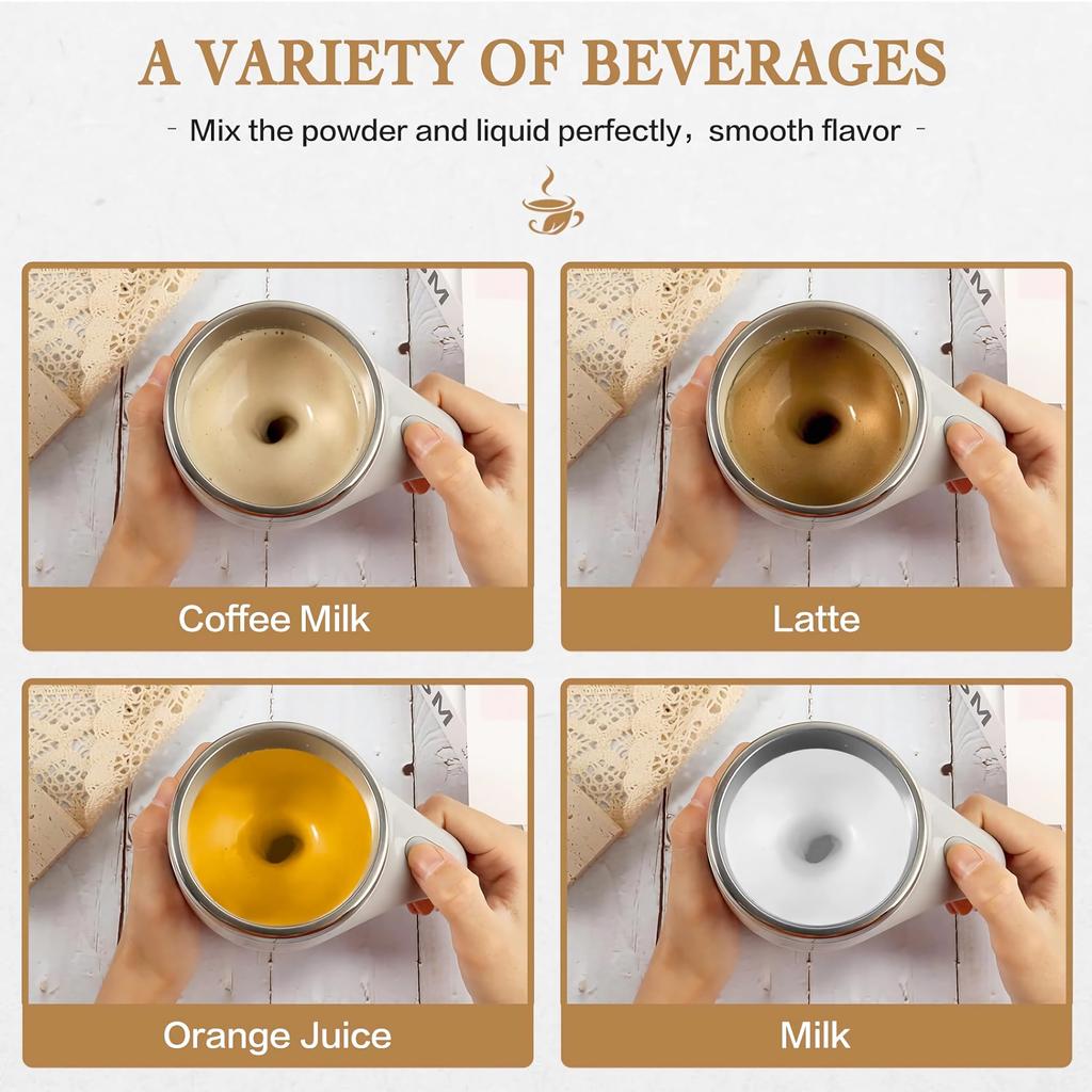 380ml Self Stirring Mug,Rechargeable Automatic Magnetic Electric Coffee Mug,Rotating Cute Mixing Cup Tasse,To Stir Office/Kitchen/Travel/Coffee/Tea