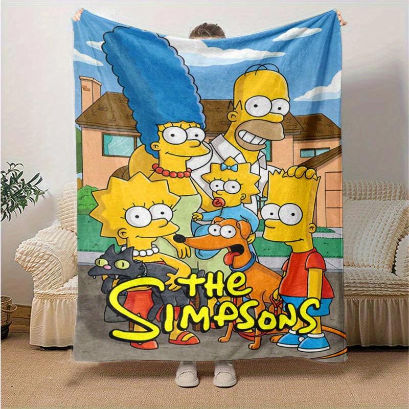 Coperta Cartoon I Simpson, Coperta Corta in Peluche Carina e Calda, Decorazione Casa Soggiorno Divano Quattro Stagioni Viaggio