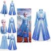 Exquisites Langarm-Eiskönigin 2 Elsa Kleid Schneekönigin Cosplay Kostüm für Mädchen 3-10