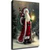 Image of Santa Claus Poster Canvas Print Christmas Wall Art Wall Christmas Pictures Home Bedroom Living Room Wall Decoration (Framed,16×24inch)