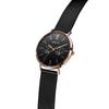 BERING Uhr Unisex Schwarzes Kalbsleder und Schwarzes Edelstahl-Netzarmband 2-teiliges Set Roségold Saphirglas Wechselt 14240-166 Partner-Modell