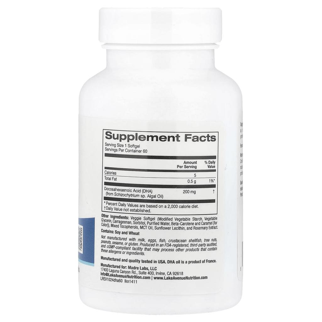 Dha from Algae, 200Mg, 60 Veggie Softgels