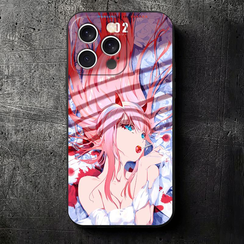 Darling Zero Two 02 Anime Soft Phone Case for iPhone 16 16E 17 Air 15 Pro Max 14 Plus 13 Mini 11 12 7 Black Cover Back Shell