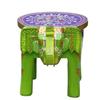 Hand-Crafted and Emboss Colorful Painted Wooden Elephant Shape Stool for Home/Office/Living or Bedroom Decor,Decorative Showpiece