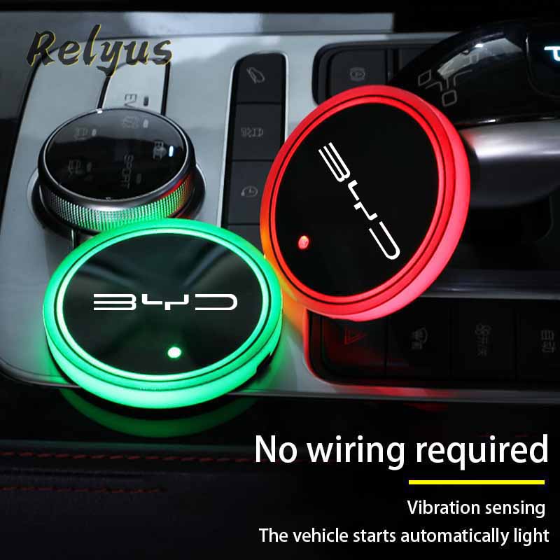 Auto Waterbeker Onderzetter Houder 7 Kleurige Led Sfeerlicht Voor BYD Atto 3 Song F0 Qin Pro G3 I Han Tang EV F3 E6 Dmi Yuan Plus