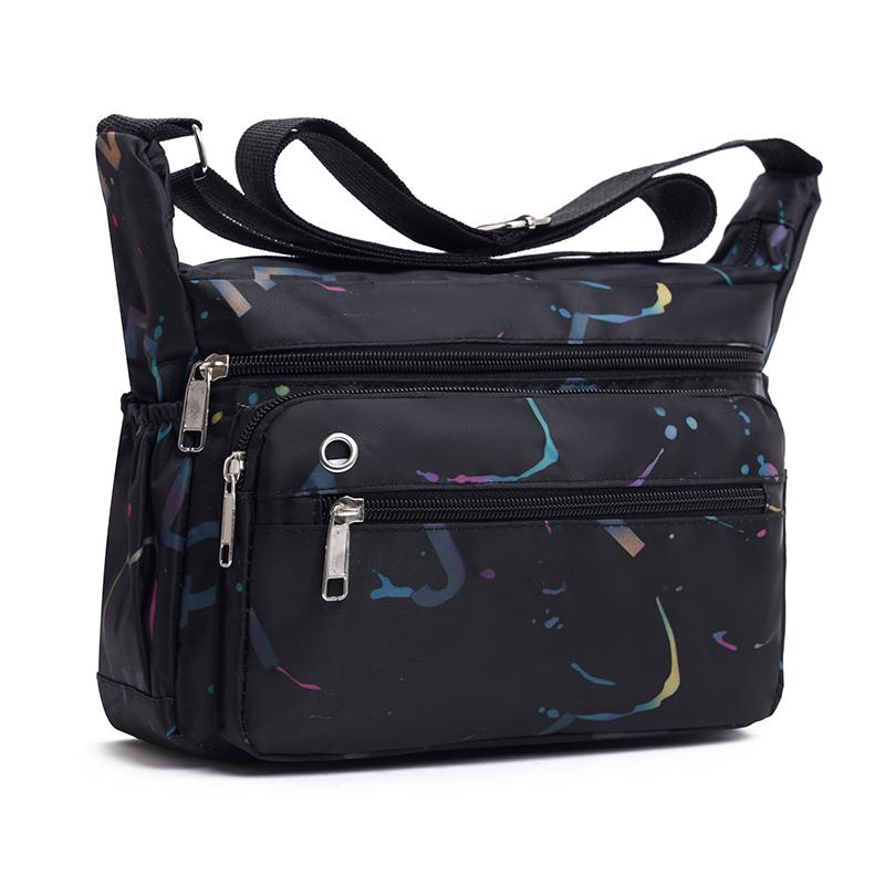 

Модная женская сумка-мессенджер с несколькими карманами, высококачественная прочная тканевая сумка, женская легкая нейлоновая сумка через плечо S чёрный