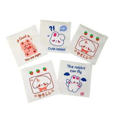 10 pezzi/set carino cartone animato snack borsa con cerniera multifunzione piccola museruola borsa portaoggetti biscotti caramelle organizzazione festa regali forniture