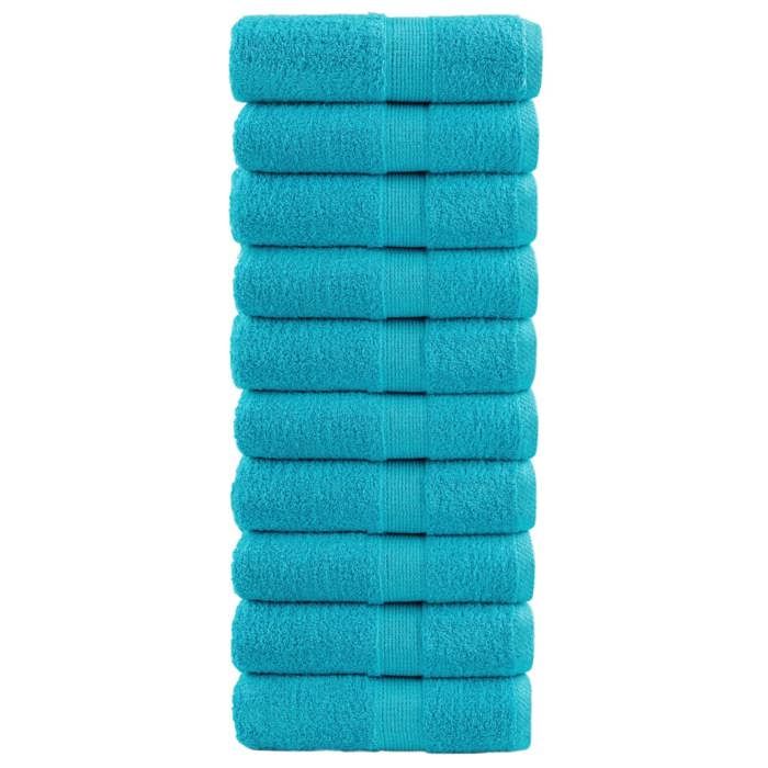 VidaXL Serviettes de toilette premium SOLUND 10 pièces Turquoise 30 x 30 cm 600 g/m² 137445
