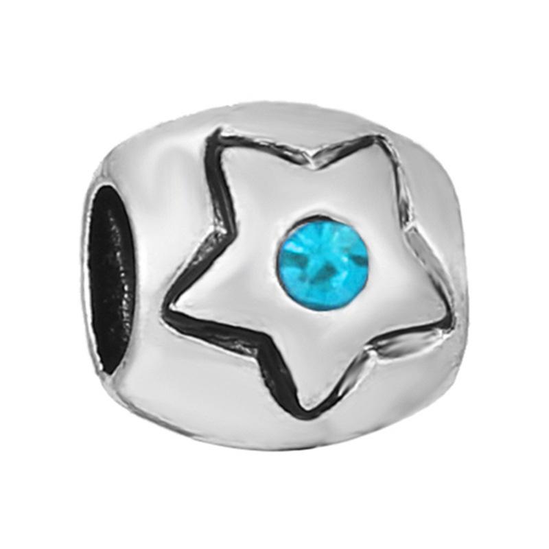 New Silver Plated Blue Diamond Alloy Large Hole Charm Beads For DIY Bracelet Necklace Jewelry Accessories Gifts