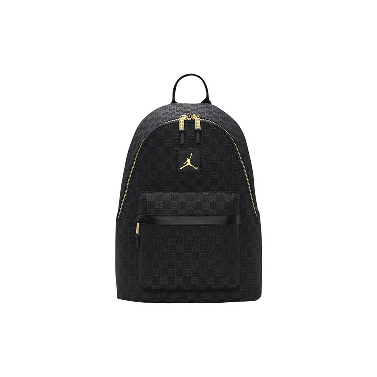 Jordan Gold Logo Monogram Backpack Black
