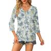 Women's V Neck 3/4 Sleeve Tops Casual T Shirts Basic Summer Tees Loose Fit Fall Pullover Tunic