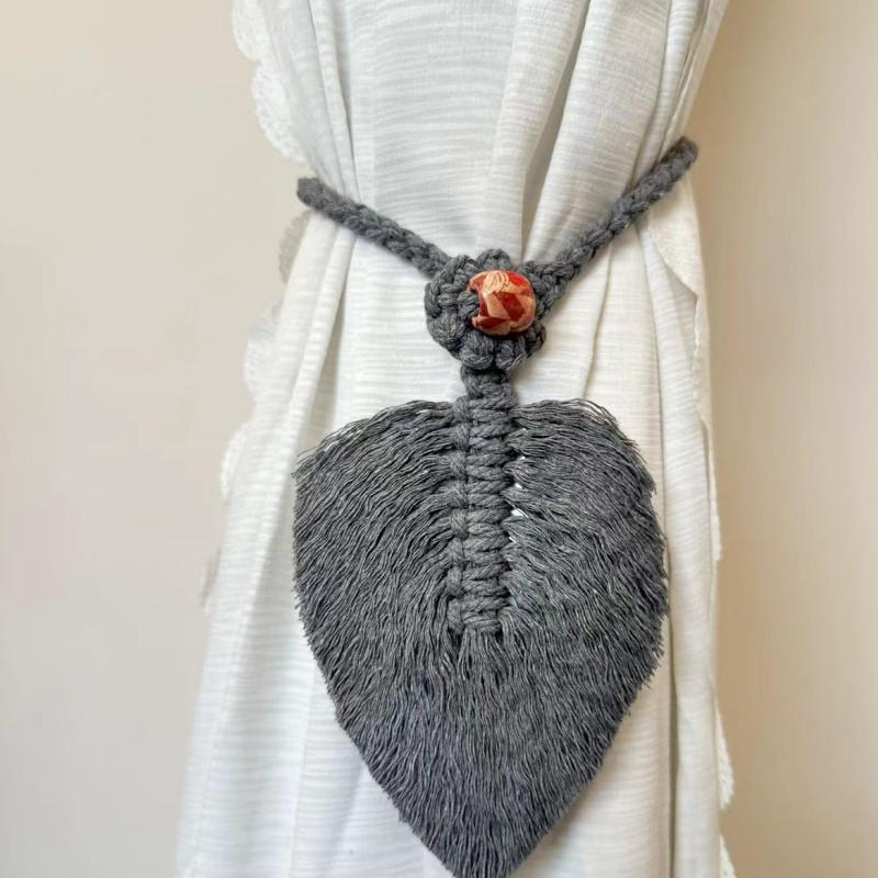 Curtain Holdback Braided Tie Back Holder Bohemian Home Decoration Handmade Curtain Tiebacks Macrame Tassel Leaf Shaped