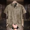 Polo rétro en soie glacée à manches courtes, haut polyvalent d'été pour homme, col color block