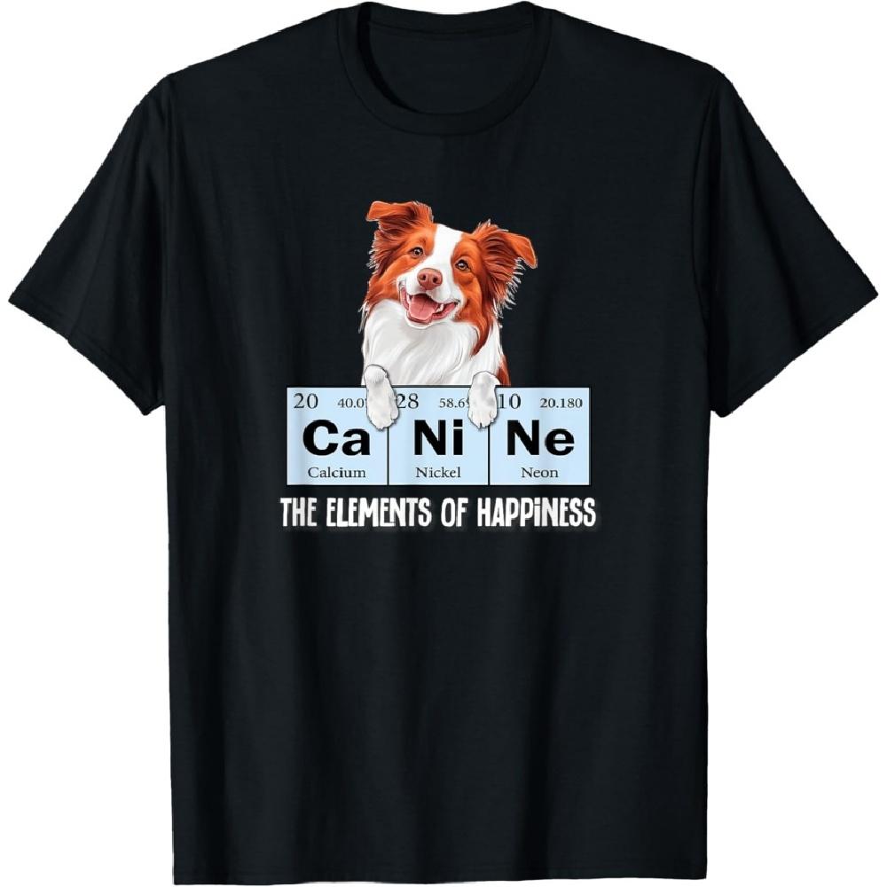 Funny Elements of Happiness Red Border Collie Lover T-Shirt XXXXXL чёрный