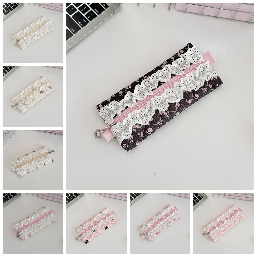 Fresh Flower Pattern Pen Case Large Capacity Stationery Storage Bag  Christmas Gift