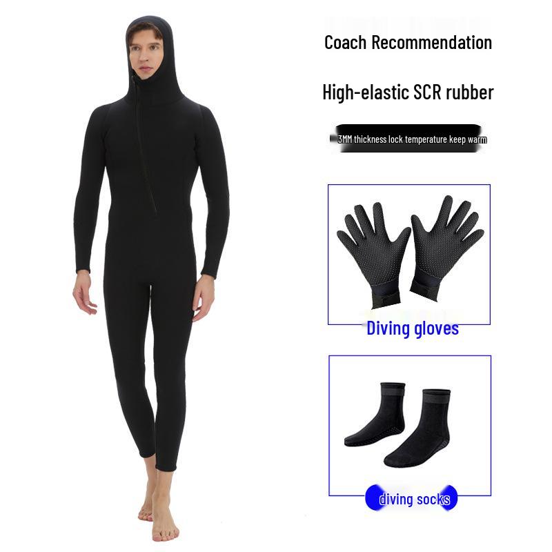 Herren 3mm Neopren Ganzkörper-Neoprenanzug, Rückenreißverschluss, Warm für Schnorcheln & Wintertauchen