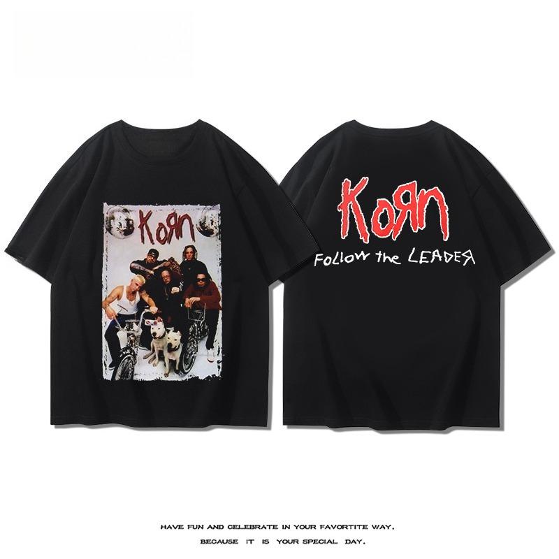 KORN Band Kurzarm-T-Shirt Herren und Damen Sommer Amerikanischer Industrial Metal Rock Baumwolle Bequemes Kurzarm-Oberteil