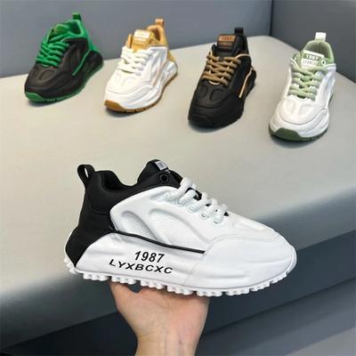 Tênis Chunky Masculino Designer Sapatos de Plataforma Interna Aumentada de Couro Genuíno de Couro de Vaca Casual da Moda