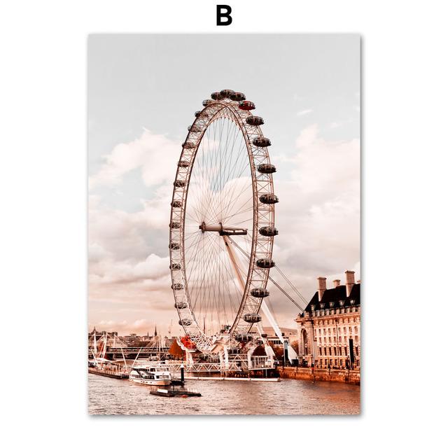 Tuval Duvar Resmi Loft Şehir Manzarası Kale Posterleri Ev Tasarımı Ev Odası Dekorasyonu Duvar Sanatı Çerçevesiz