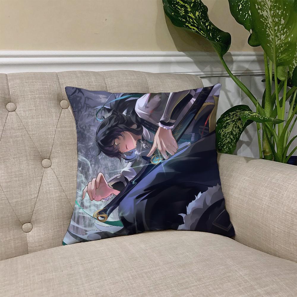 Game Wuthering Waves Qiuyuan cushion cover Square Sofa Cushion Cover Casual Skin-Friendly Comfortable Pillow Cover