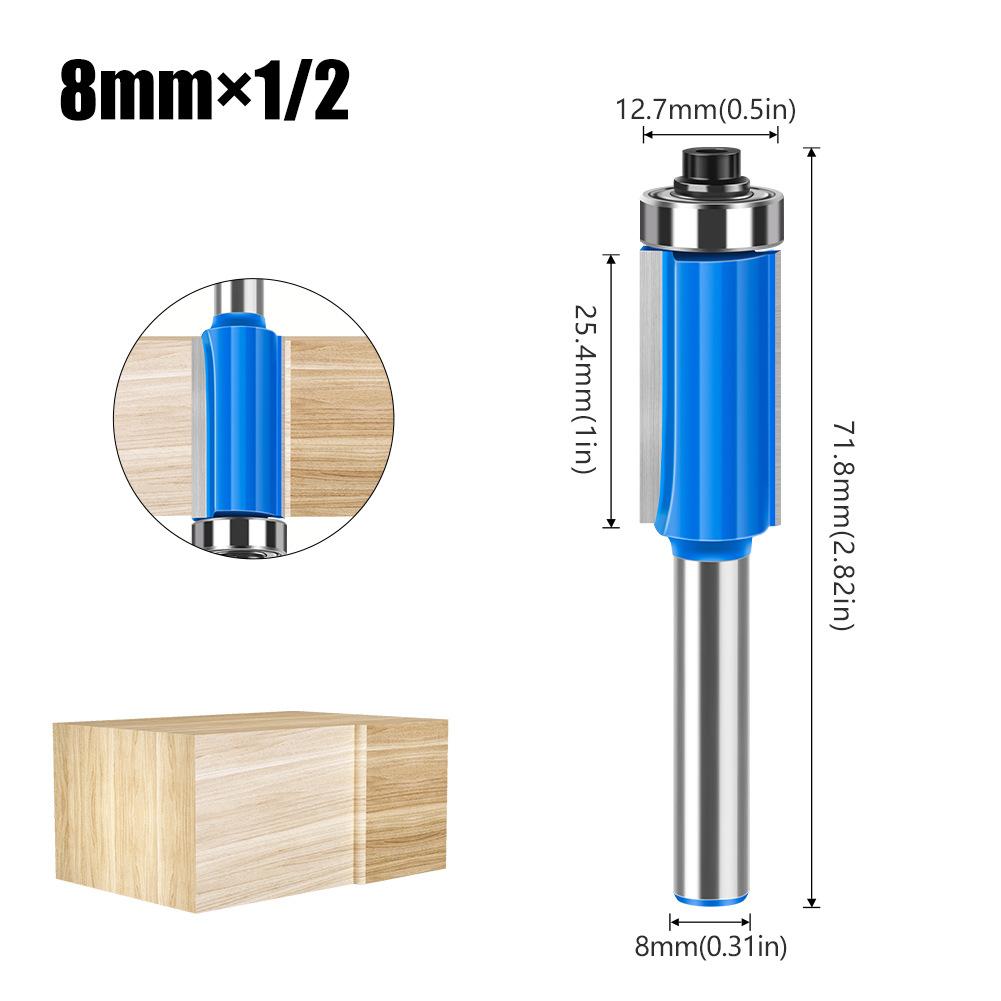

8 Ручка с подшипником Нож для обрезки Двусторонний Прямой нож Деревообрабатывающая Фреза Фрезерная головка для триммера Гравировальный станок Нож-гонг trimming knife blue 8 * 1/2