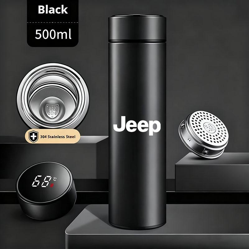 Car Smart Thermos Bottle With Temperature Display Coffee Cup Sticker For Jeep Renegade Wrangler Cherokee Compass Accessories