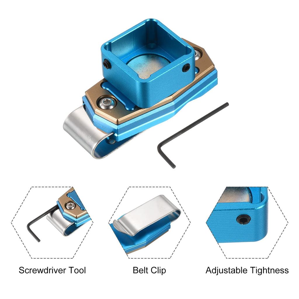 PATIKIL Billiard Magnetic Chalk Aluminum Alloy Pool Billiard Cue Chalk Chip Case with Belt Clip for Snooker Sports Blue Holder, Accessories,