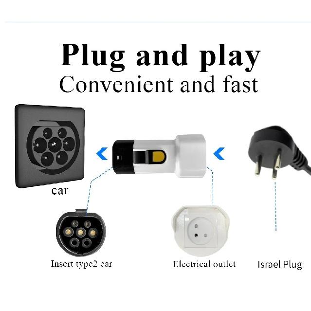 For Xpeng MG BYD Genesis  Voyah Omoda 9SHS V2L Vehicle Type 2 V2L Discharger Israel Plug For Type2 Car Discharge EV adapter