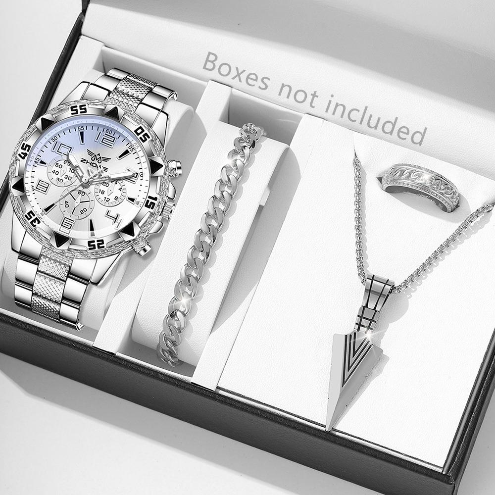 Men's Watch Blu-ray Glass Quartz Watch Classic Watch False Three-eye Digital Alloy Watch