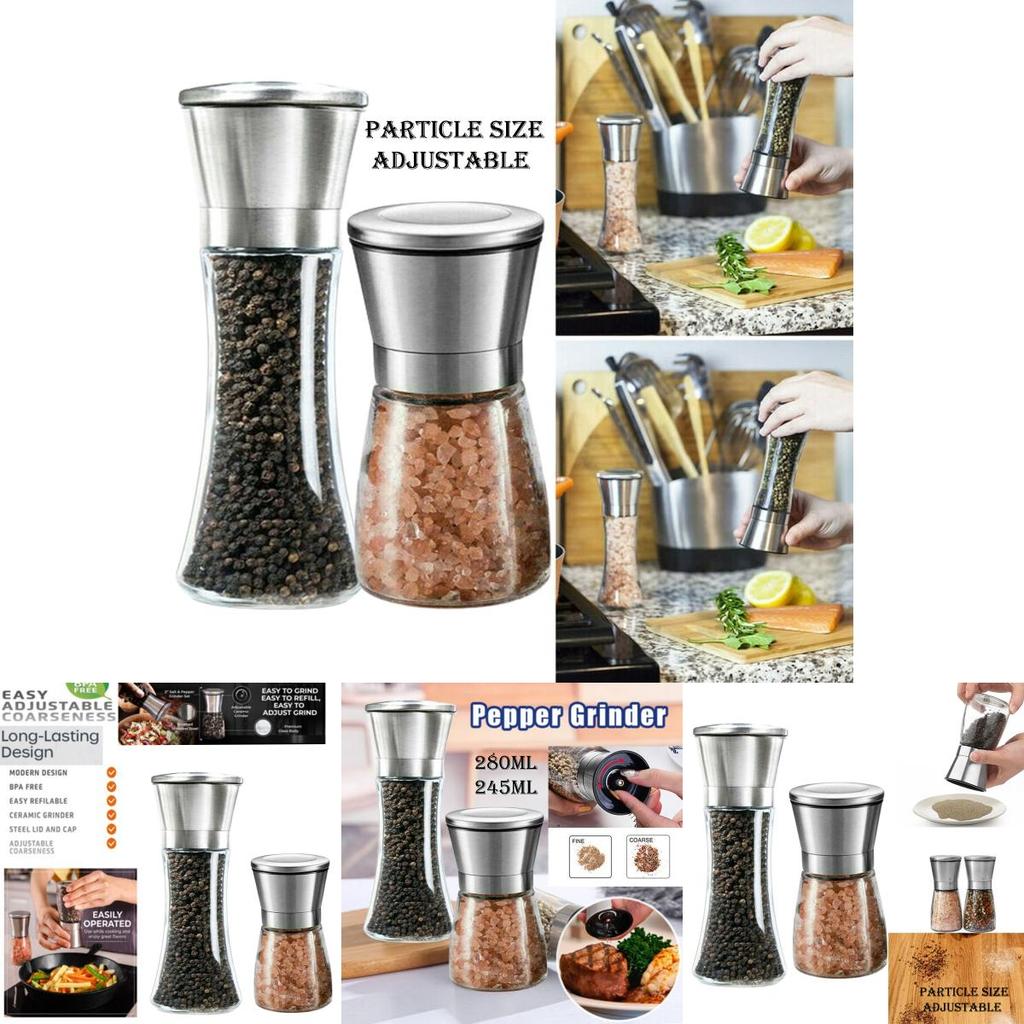 Premium Salt- och Pepparkvarnset 304 Rostfritt Stål Glas