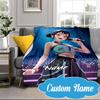 Custom Name KPop Pink Fashion Blanket bed sofa Blanket Flannel Blanket for Camping, Hiking, Picnic Essentials,gift for Fan family