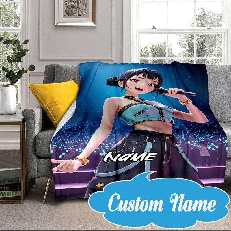 Custom Name KPop Pink Fashion Blanket bed sofa Blanket Flannel Blanket for Camping, Hiking, Picnic Essentials,gift for Fan family