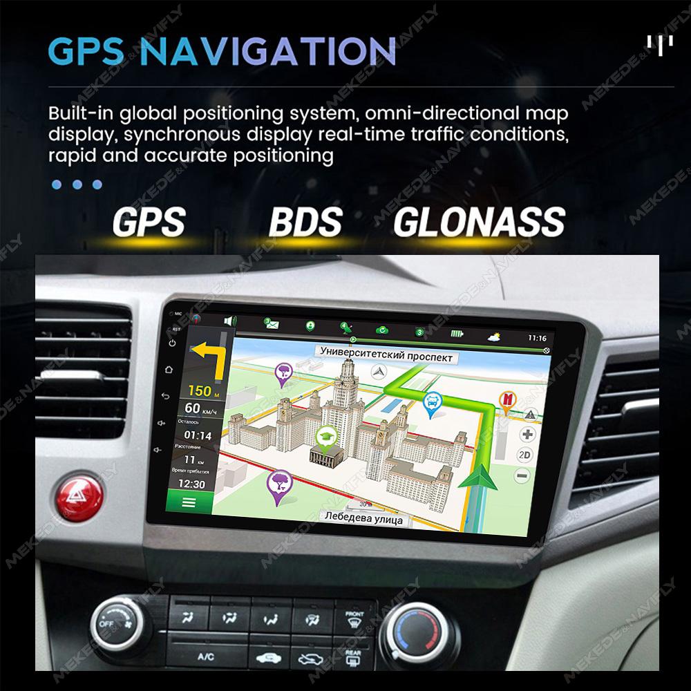 Navifly Android Auto CarPlay 2 Din Car Radio Stereo For Honda Civic 2012 2013 2014 2015 Video Player GPS Intelligent Systems BT