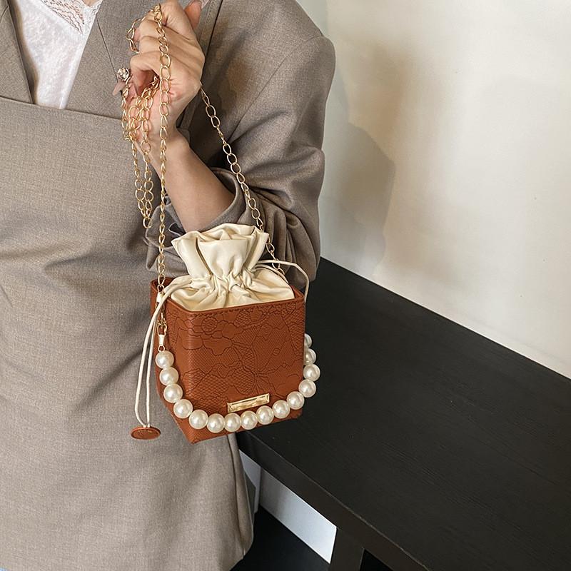 Pearl Water Bucket Bag For Women With Pu Material And Stylish Design For Daily Use