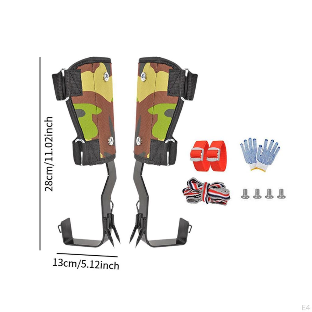 Tree Climbing Spikes Professional Fall Protection Wide Pedal W/ Ankle Straps Gear for