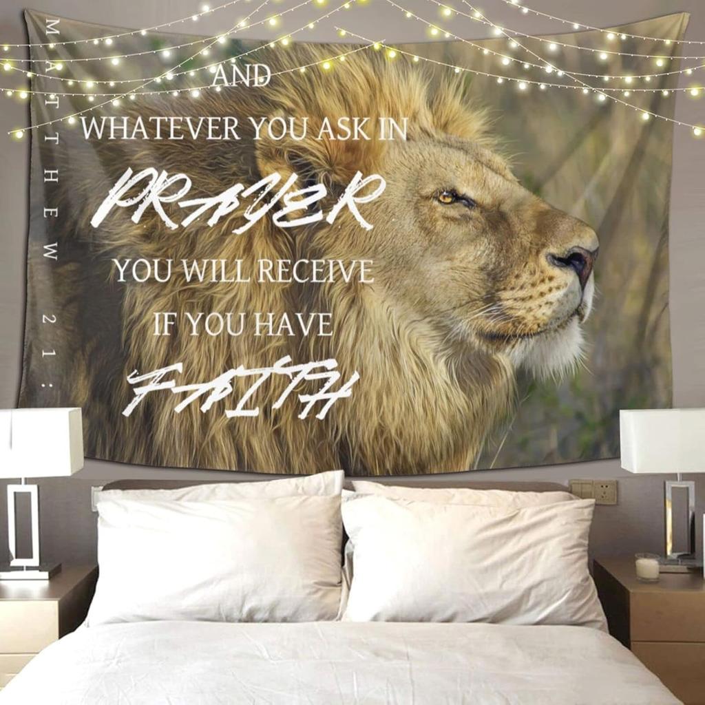 Christian Wall Art Wall Tapestry for Bedroom Aesthetic Christian Gifts for Women Faith Christian Decor Bible Verse Wall Art