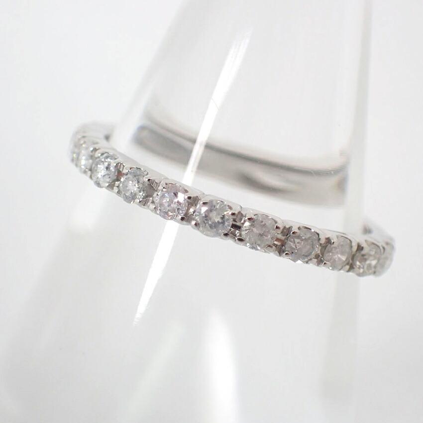 [Used] Pt900 Diamond Half Eternity Ring / Size 8 / j54-8