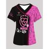 Surgical Gown Women's 3D Printed Nurse Top Summer Fashion V-tie Pocket Short Sleeved Women's Medical Gown