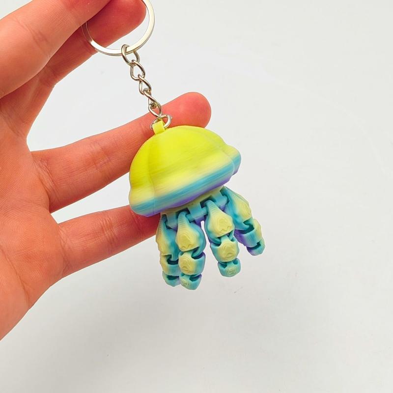 3D Printed Articulated Jellyfish Keychain 1Pcs Movable Sea Animal Toy for Bag Charm and Stress Relief A3