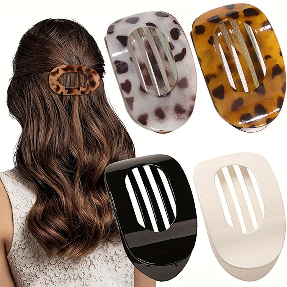 4PCS/Set  Matte Seamless Grab Clip Hairpin Simple Back Head Leopard Print Shark Clip Duck Bill Clip Hair Accessories