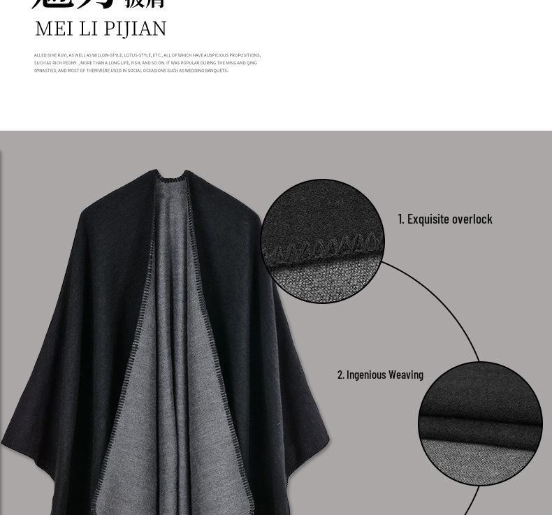 New Yunnan Ethnic Style Double-Sided Shawl: Versatile Warm Cloak Scarf for Women