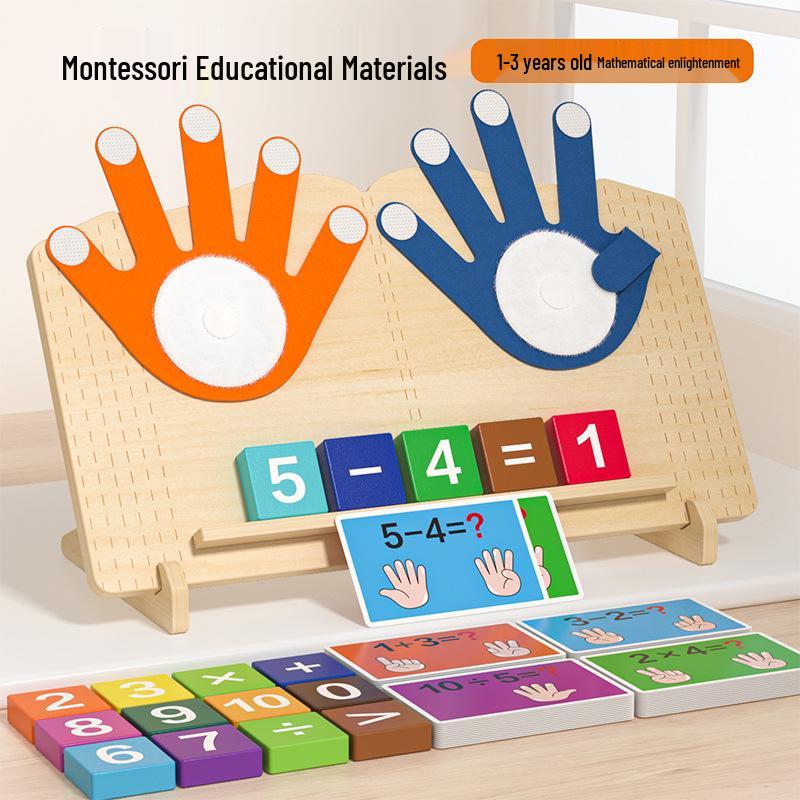 Children's Montessori Math Learning Board: Addition & Subtraction Finger Counting Toy for Kindergarten Cognitive Development.