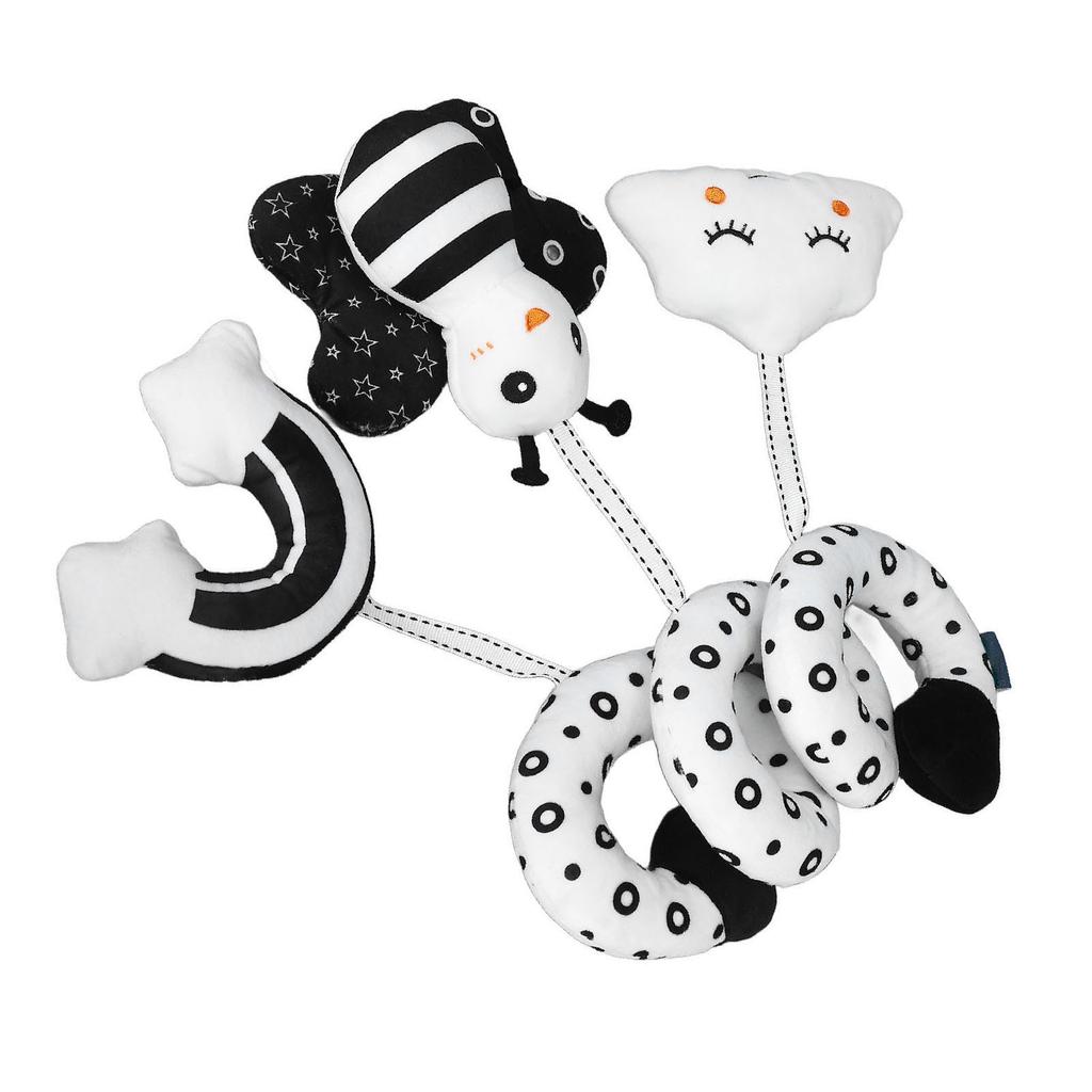 Baby Cute Cartoon Animal Spiral Plush Toy Newborn Black White Car Seat Stroller Hanging Rattles Toy Type 1